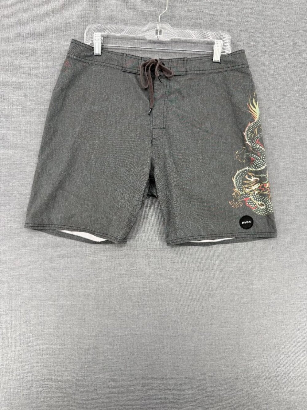 RVCA Board Shorts Neon Dragon Tattoo Art Mens 34 7" Swim Trunks Drawstring